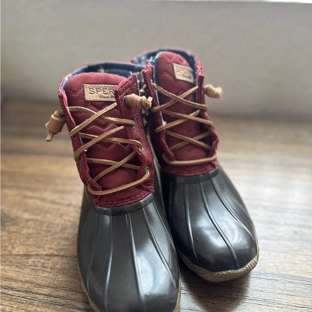 Sperry Kids' Burgundy and Black Rain Boots
